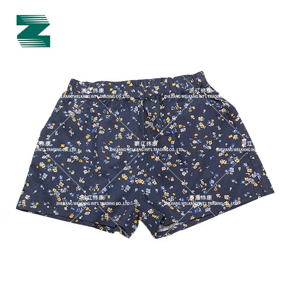 लड़कियों के लिए सूती बुना हुआ लोचदार कमर प्रिंट शॉर्ट्स